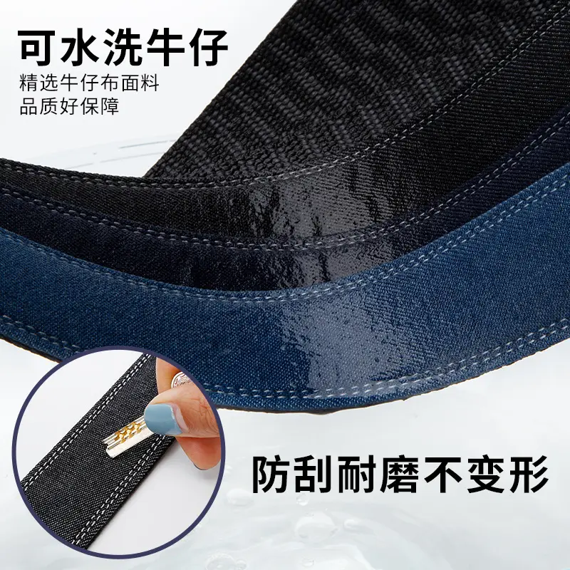Men's Silver Buckle Leather Belt Navy Blue - Image 9