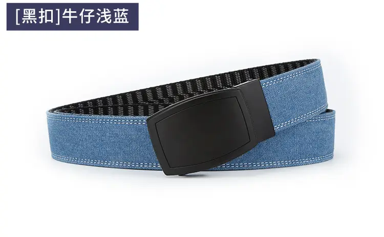 Men's Silver Buckle Leather Belt Navy Blue — feature 20