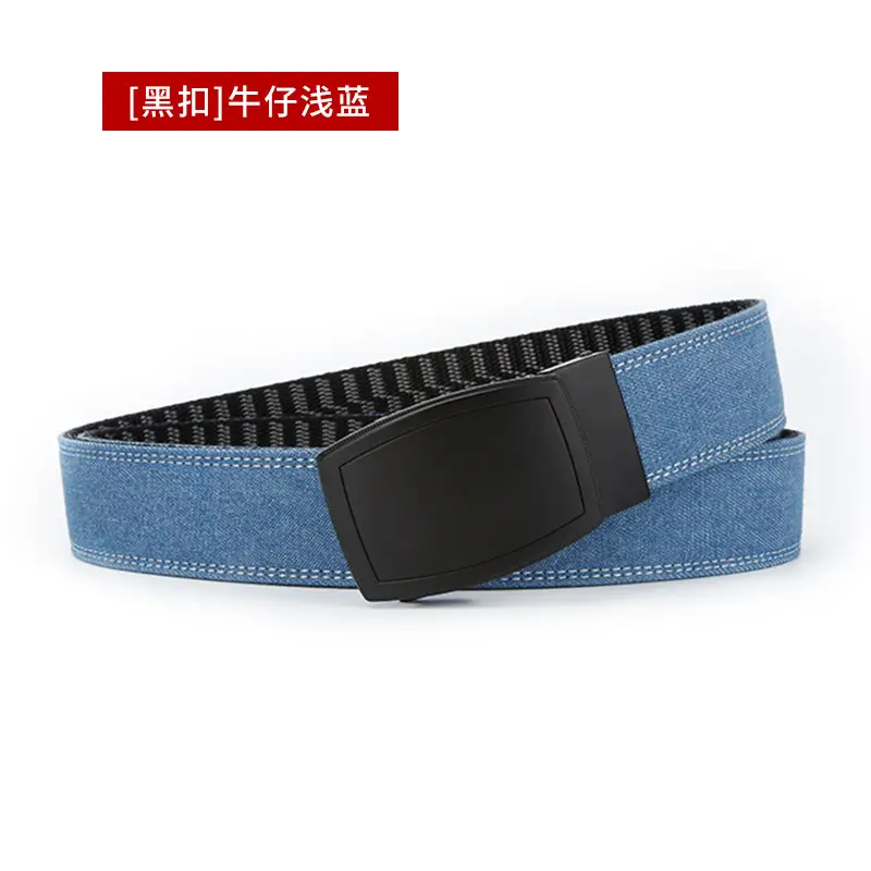 Men's Silver Buckle Leather Belt Navy Blue - Image 6