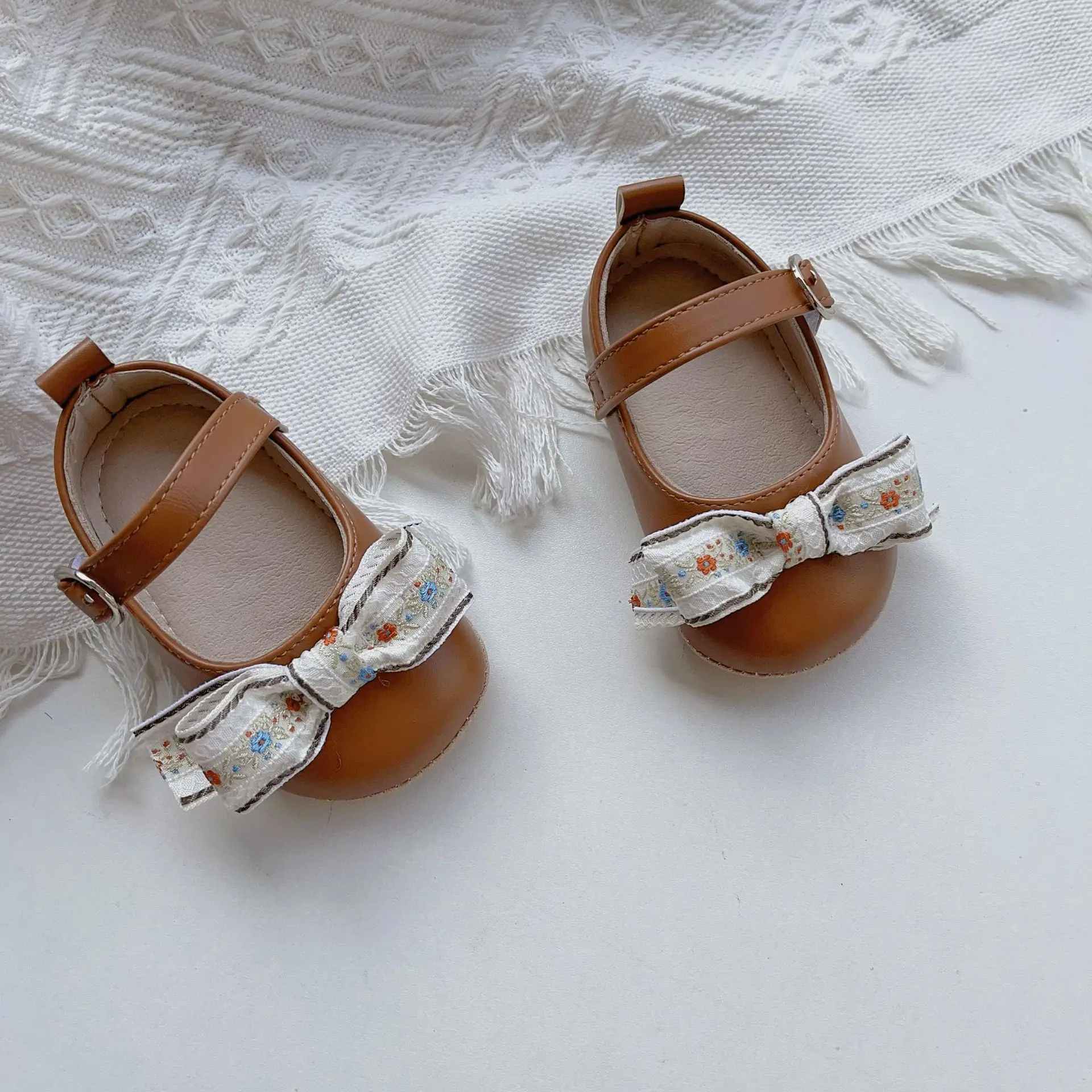 Pink Bow Toddler Shoes Korean Style Non-Slip Anti-heel Drop