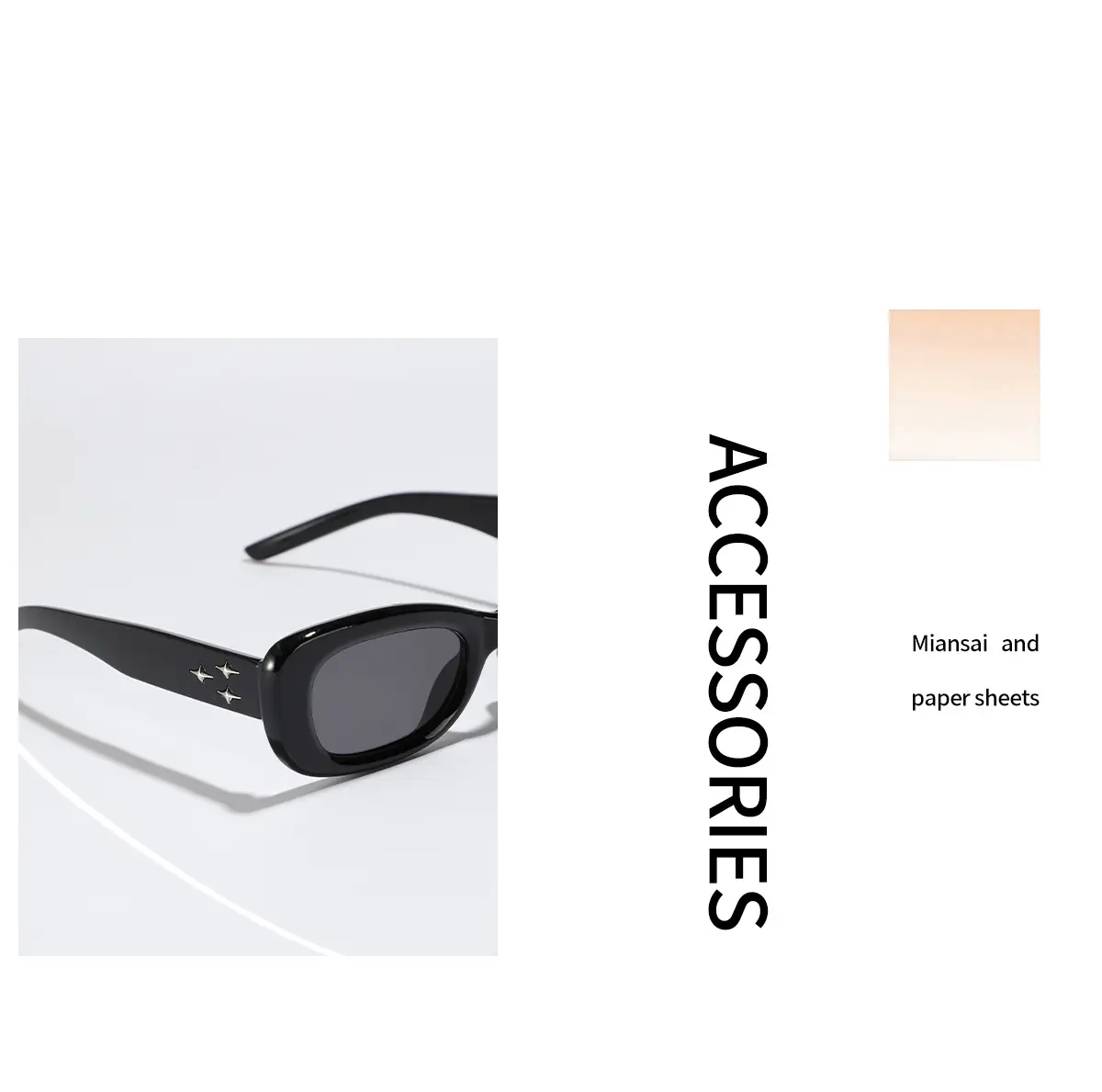 Men Rectangular Star Sunglasses with Rivet Frame β feature 2