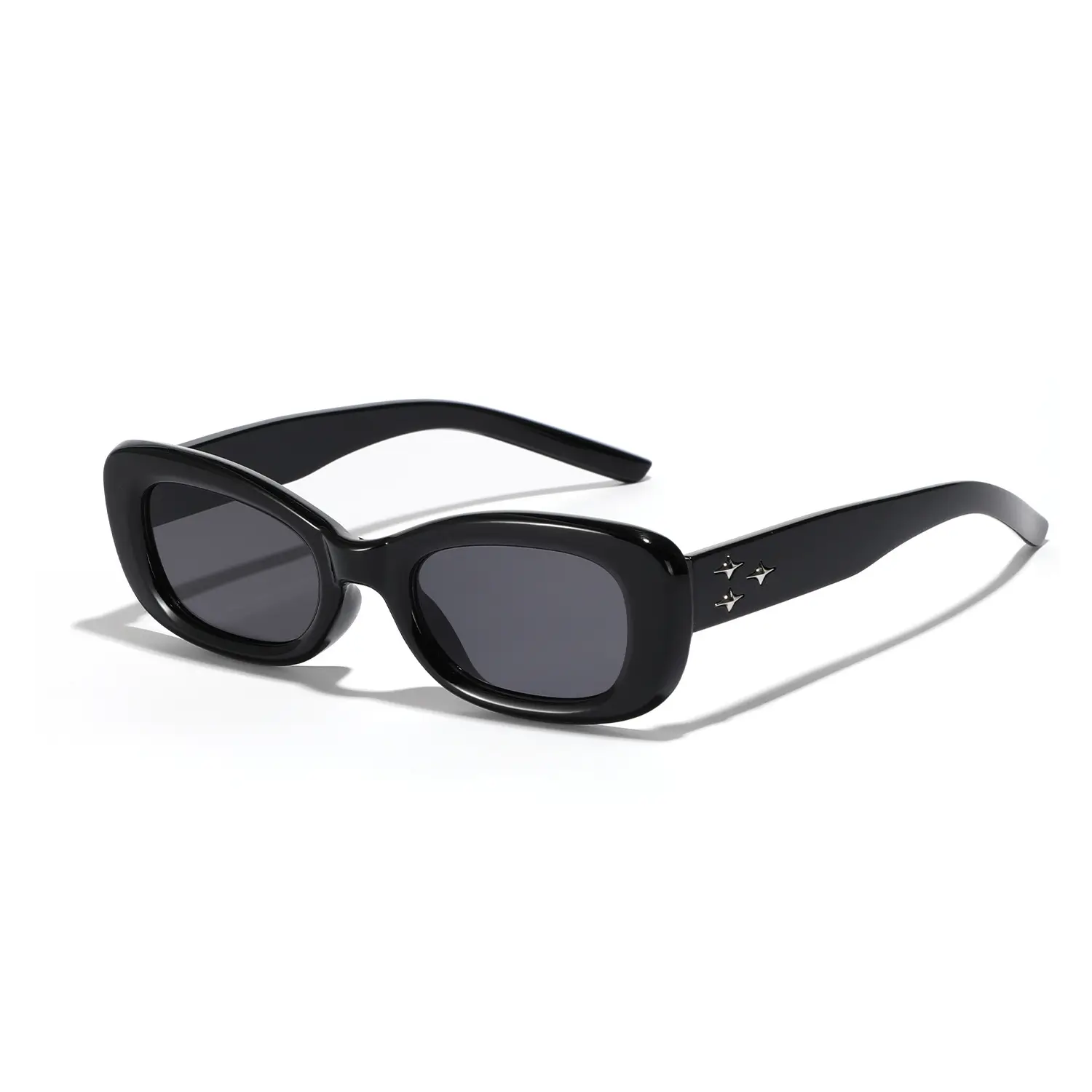 Men Rectangular Star Sunglasses with Rivet Frame - Image 1