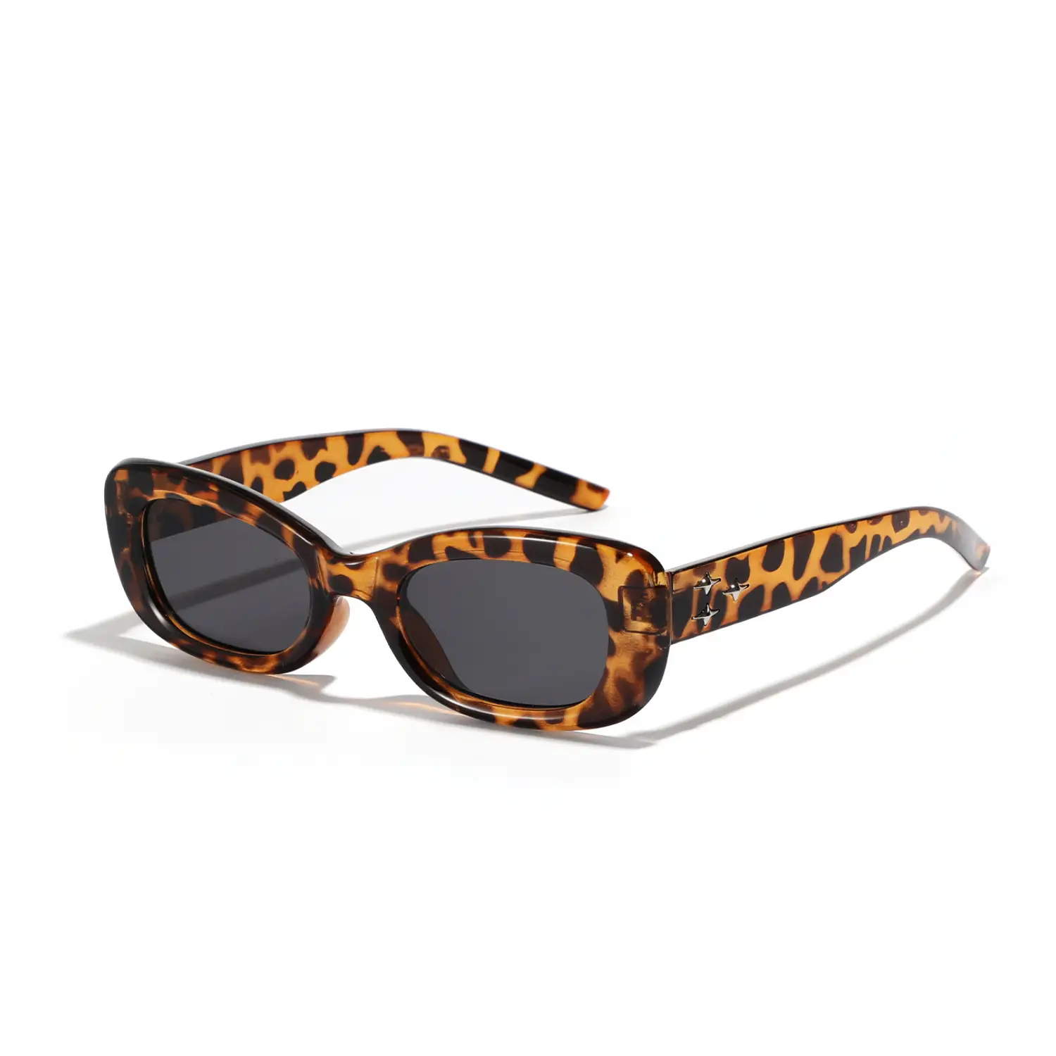 Men Rectangular Star Sunglasses with Rivet Frame - Image 2