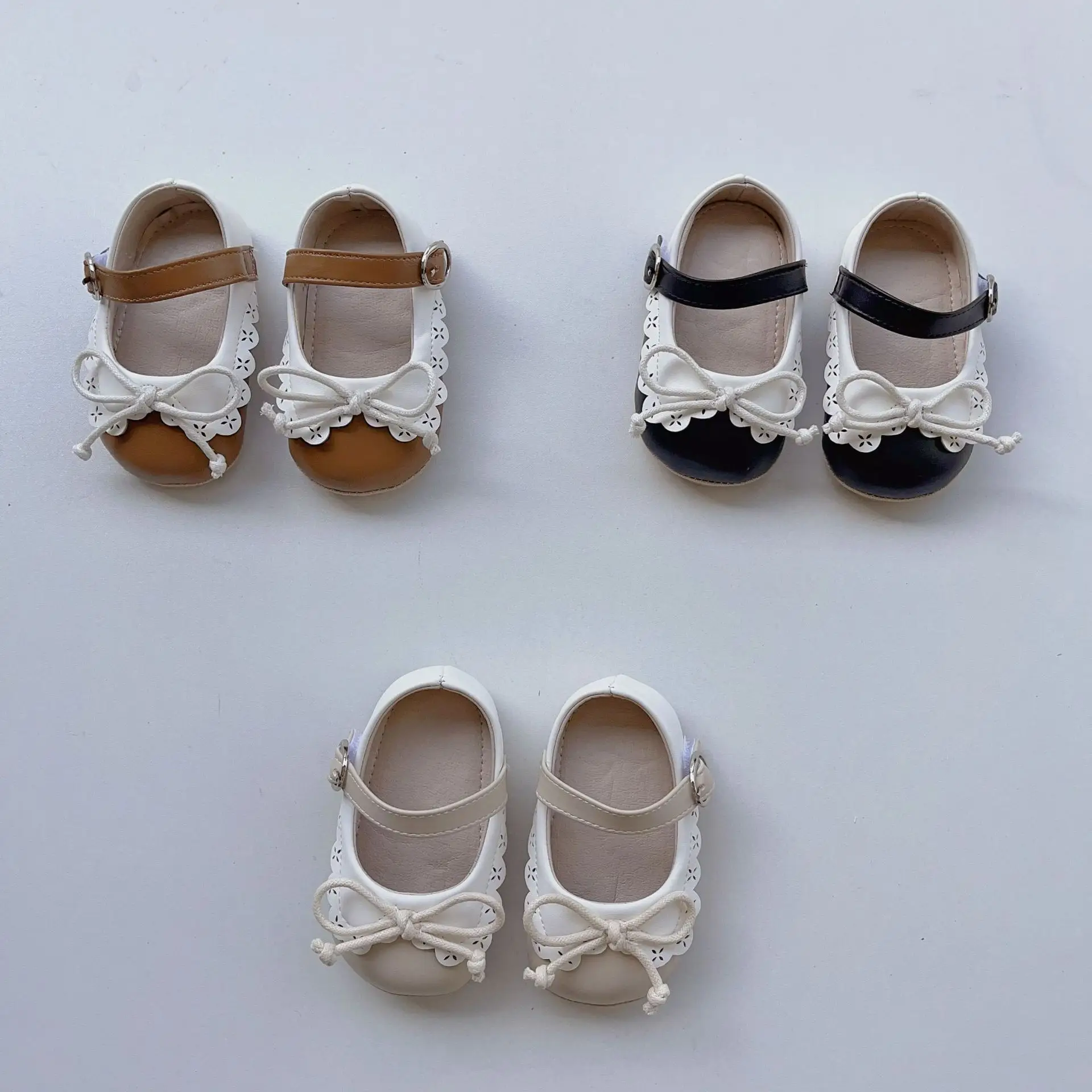 Princess Bow Baby Shoes Brown White 0-2Yrs — feature 10
