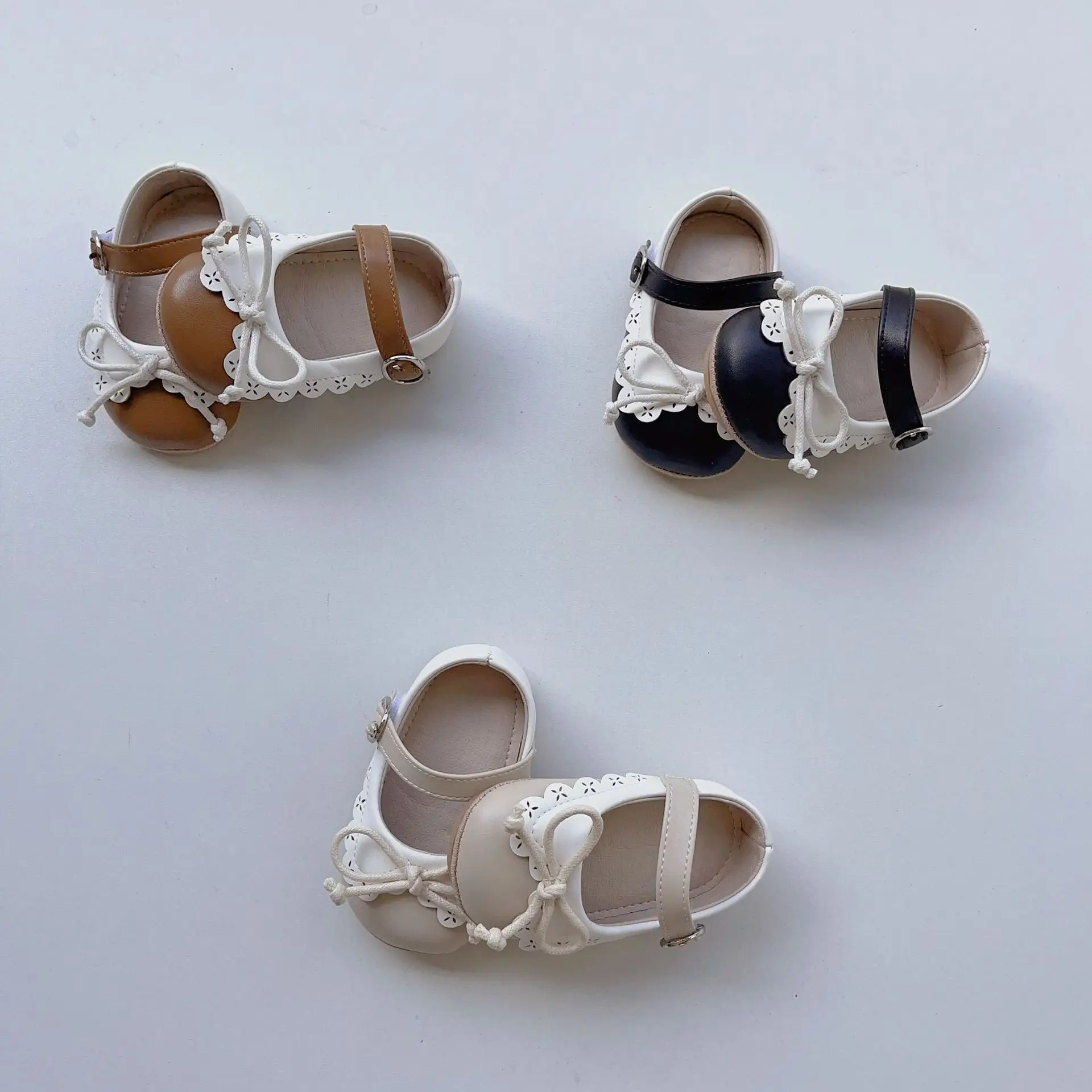 Princess Bow Baby Shoes Brown White 0-2Yrs — feature 11
