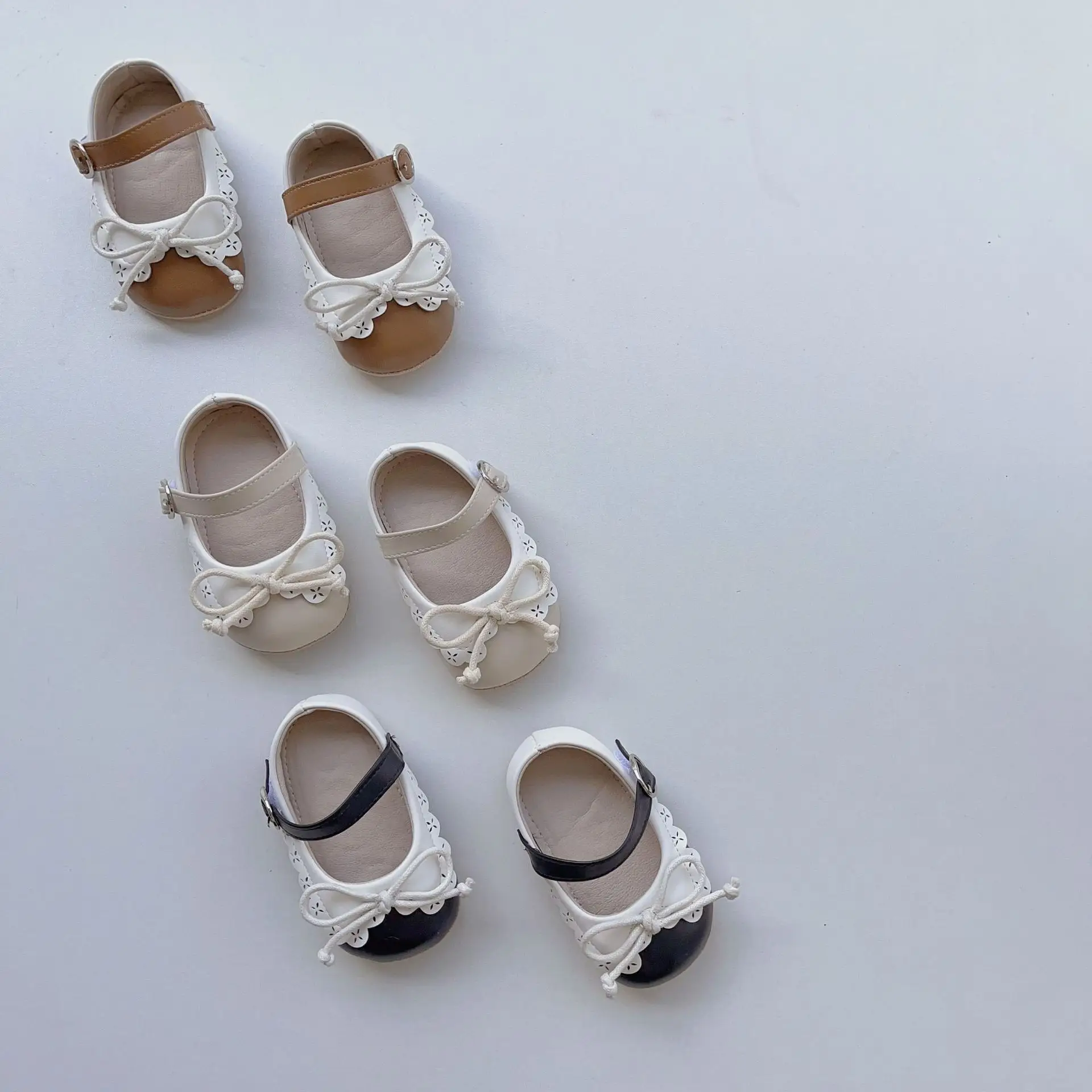 Princess Bow Baby Shoes Brown White 0-2Yrs — feature 9