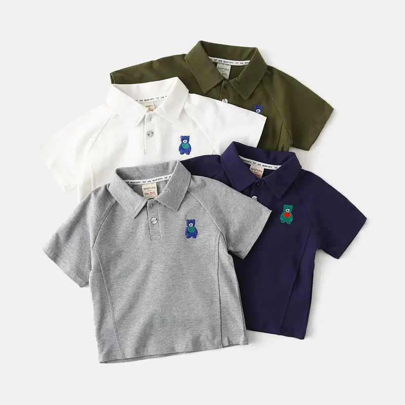 White Boys Polo Shirt with Blue Owl Embroidery 2024 - Image 5