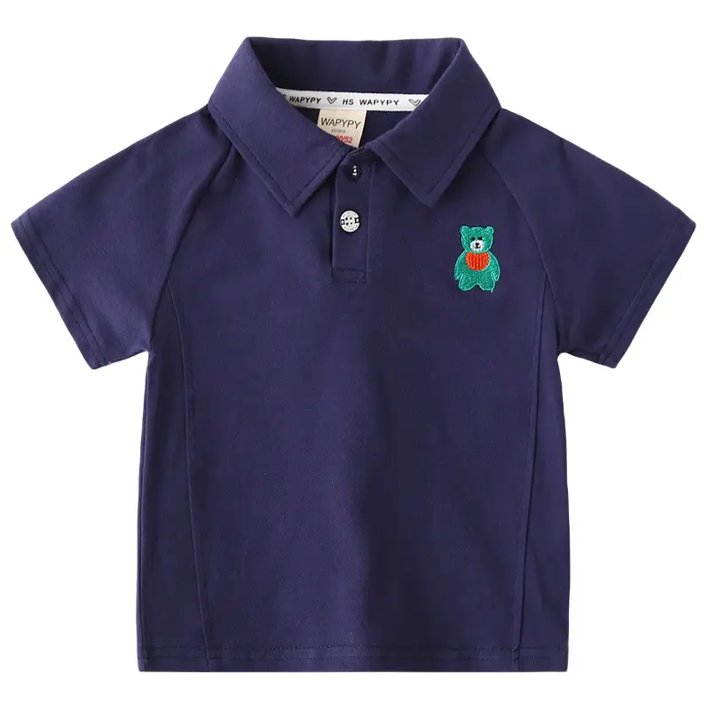 White Boys Polo Shirt with Blue Owl Embroidery 2024 - Image 7