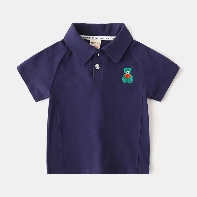 White Boys Polo Shirt with Blue Owl Embroidery 2024 - Image 3