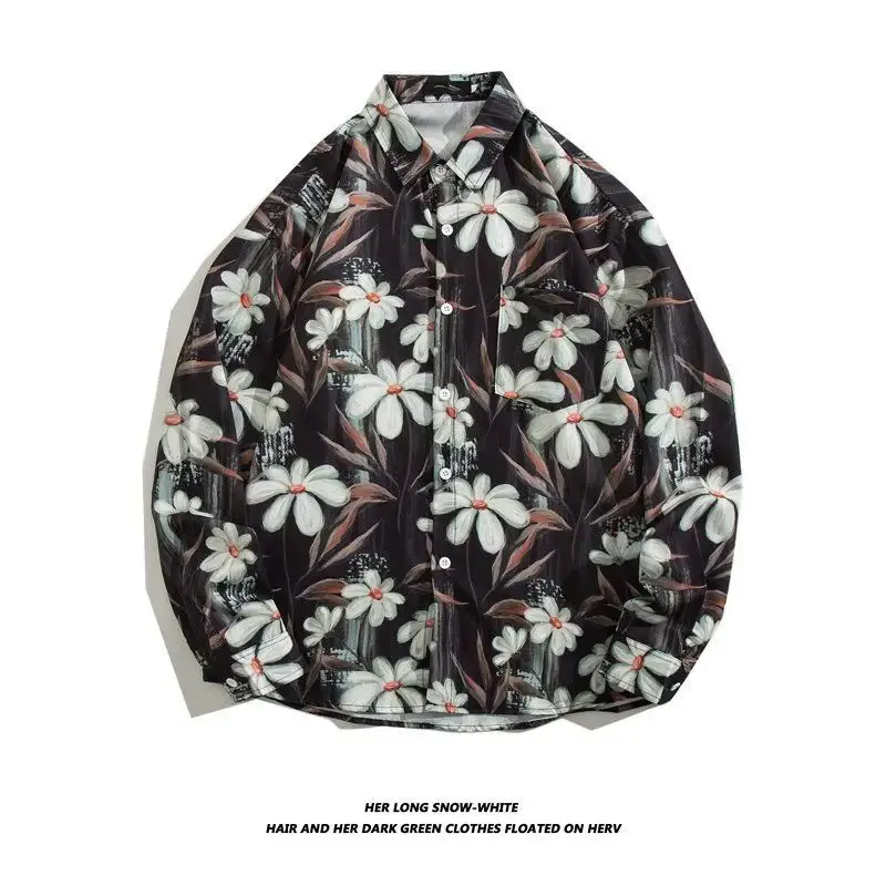 Hong Kong Style Floral Long Sleeve Coat for Men Women - Image 44