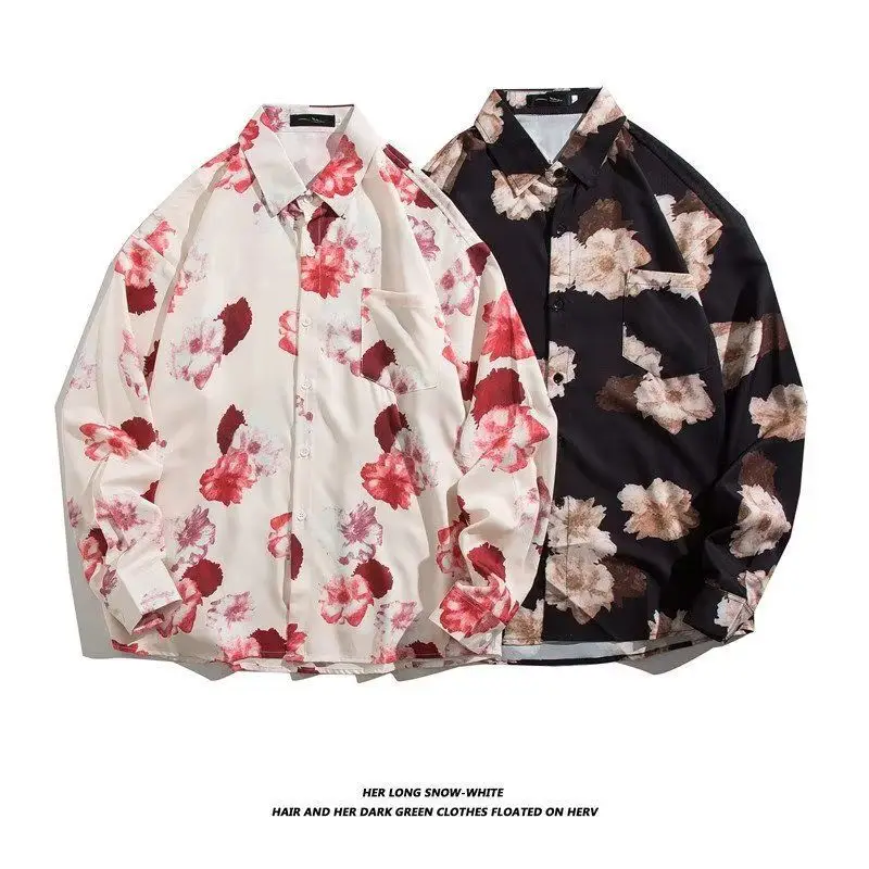Hong Kong Style Floral Long Sleeve Coat for Men Women — feature 26