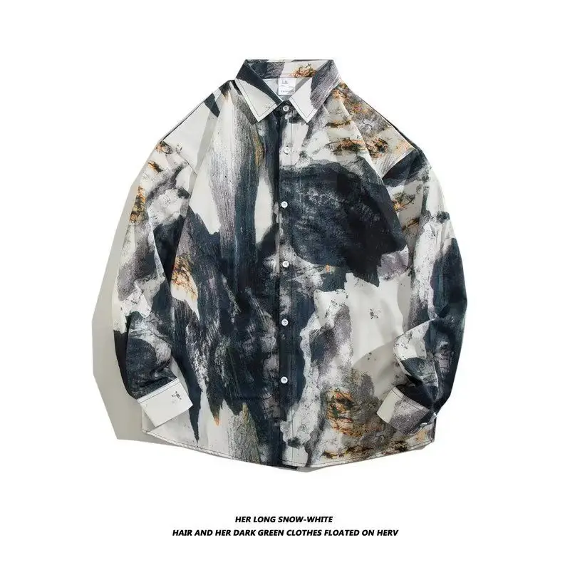 Hong Kong Style Floral Long Sleeve Coat for Men Women - Image 10