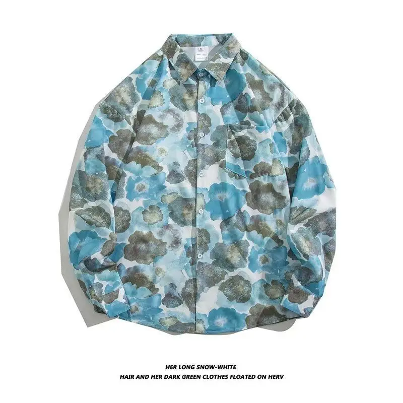 Hong Kong Style Floral Long Sleeve Coat for Men Women - Image 16