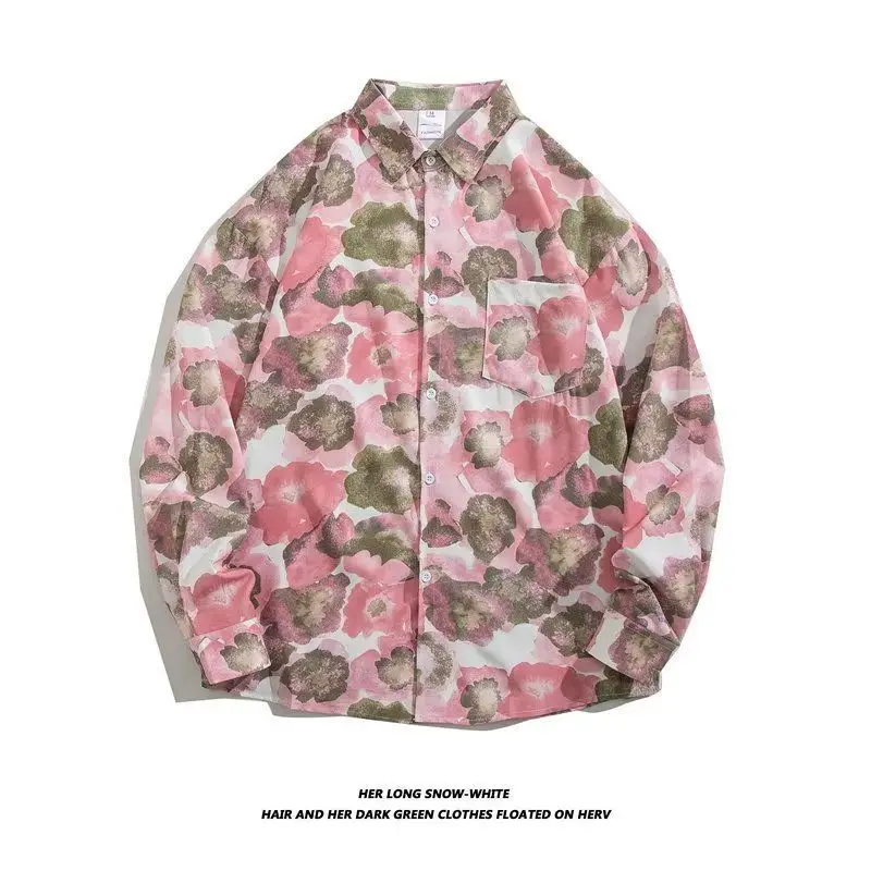 Hong Kong Style Floral Long Sleeve Coat for Men Women - Image 17