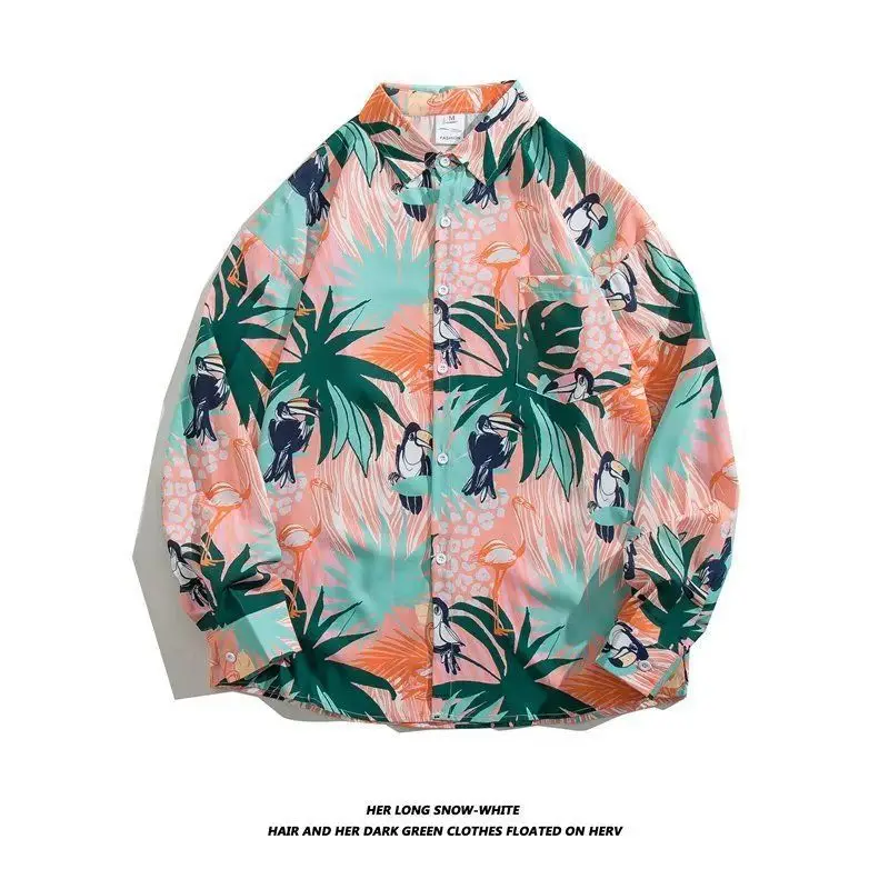 Hong Kong Style Floral Long Sleeve Coat for Men Women - Image 20