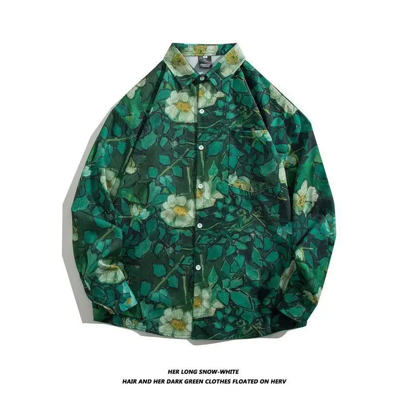 Hong Kong Style Floral Long Sleeve Coat for Men Women - Image 21