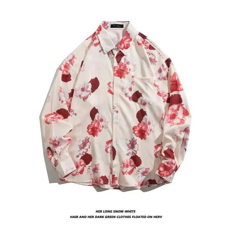 Hong Kong Style Floral Long Sleeve Coat for Men Women - Image 23