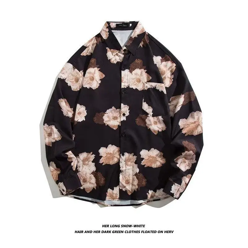 Hong Kong Style Floral Long Sleeve Coat for Men Women - Image 24