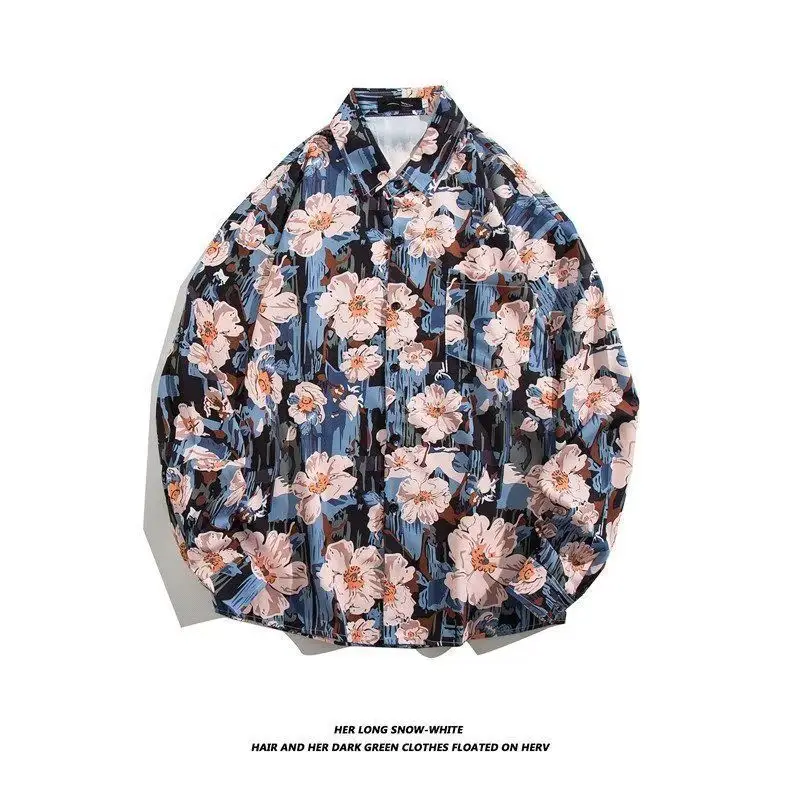 Hong Kong Style Floral Long Sleeve Coat for Men Women - Image 25