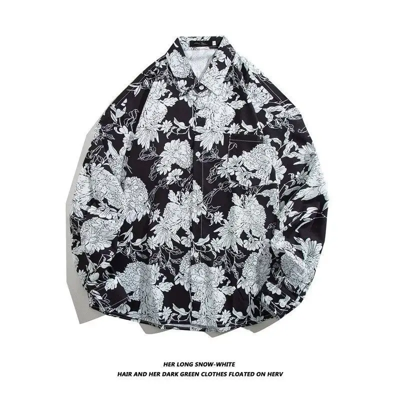 Hong Kong Style Floral Long Sleeve Coat for Men Women - Image 26