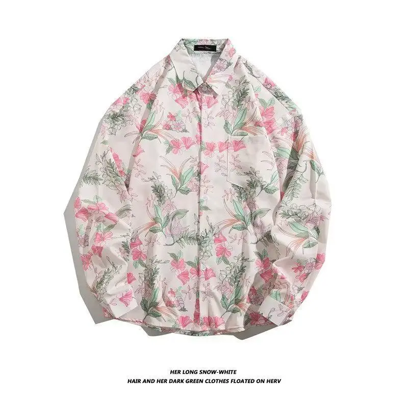 Hong Kong Style Floral Long Sleeve Coat for Men Women - Image 27