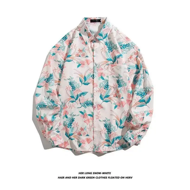 Hong Kong Style Floral Long Sleeve Coat for Men Women - Image 28