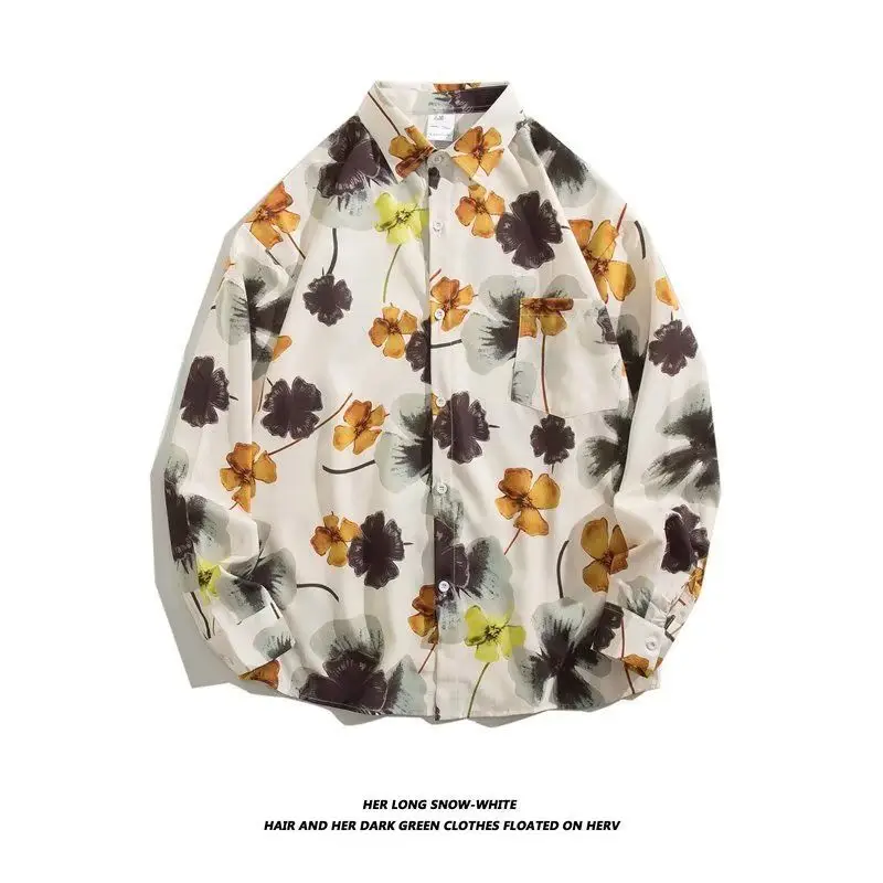 Hong Kong Style Floral Long Sleeve Coat for Men Women - Image 3