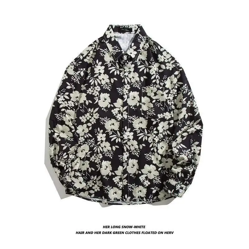 Hong Kong Style Floral Long Sleeve Coat for Men Women - Image 38