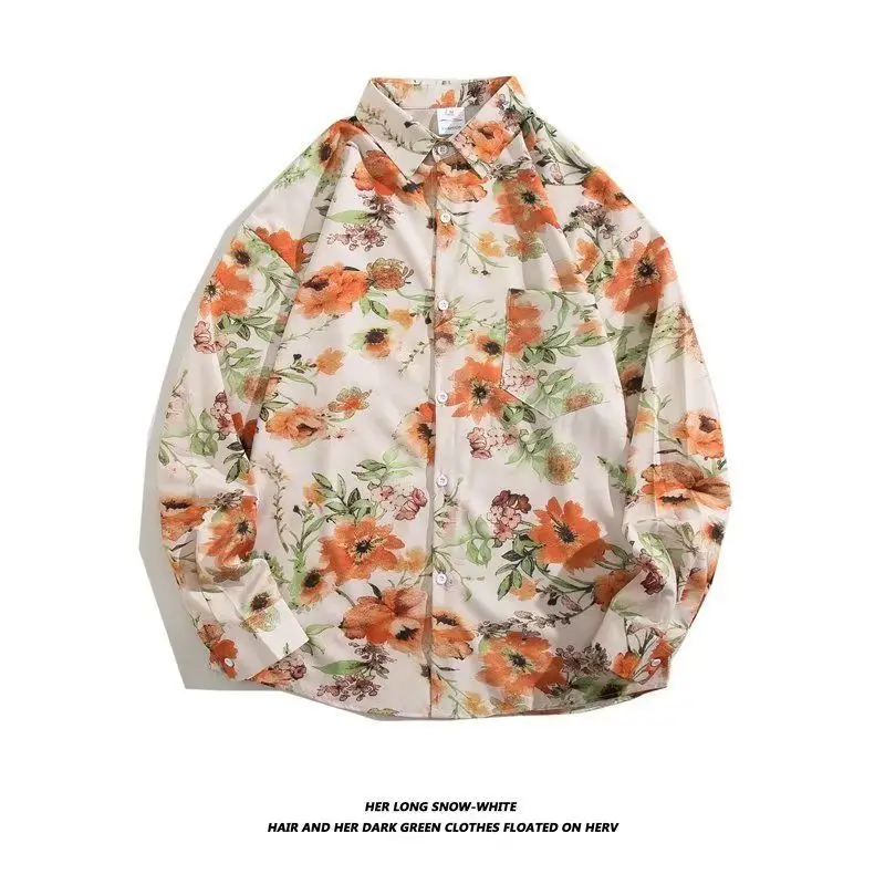 Hong Kong Style Floral Long Sleeve Coat for Men Women - Image 4