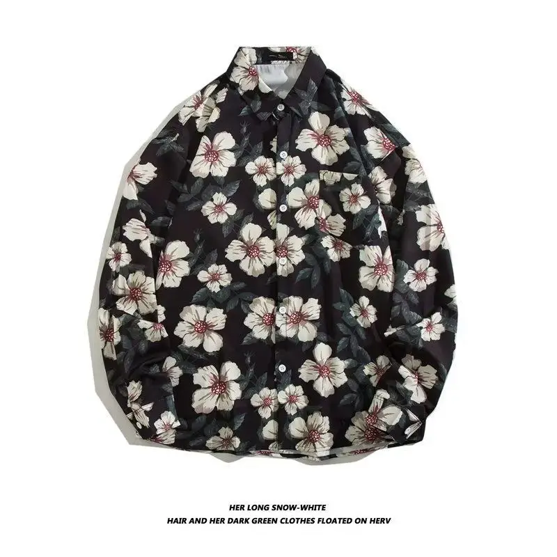 Hong Kong Style Floral Long Sleeve Coat for Men Women - Image 6