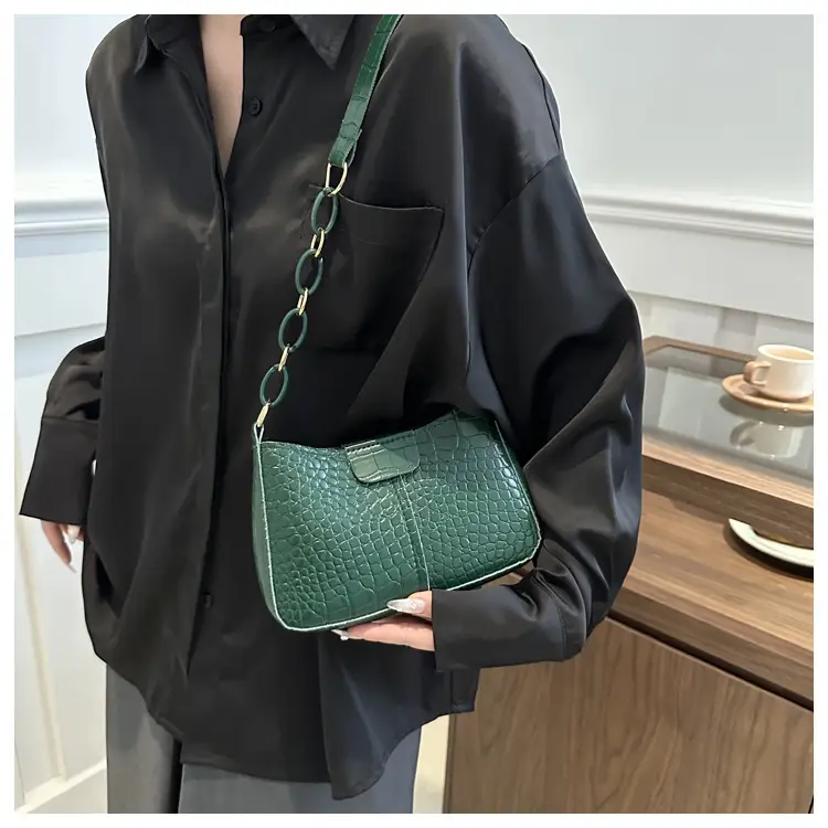Red Croc Leather Chain Shoulder Bag for Women — feature 11