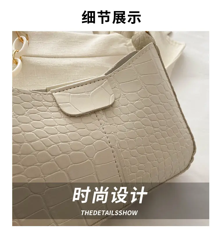 Red Croc Leather Chain Shoulder Bag for Women — feature 4