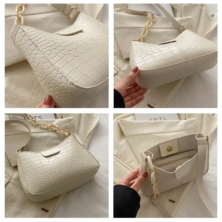 Red Croc Leather Chain Shoulder Bag for Women — feature 8