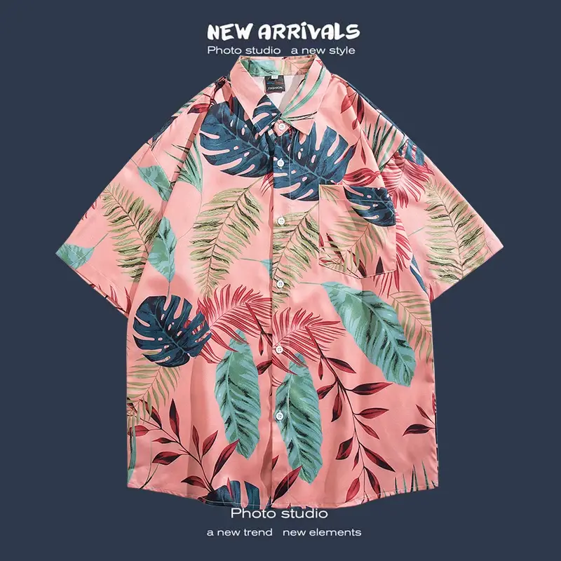 Short Sleeve Floral Shirt Set for Men Women Retro Korean Style — feature 10