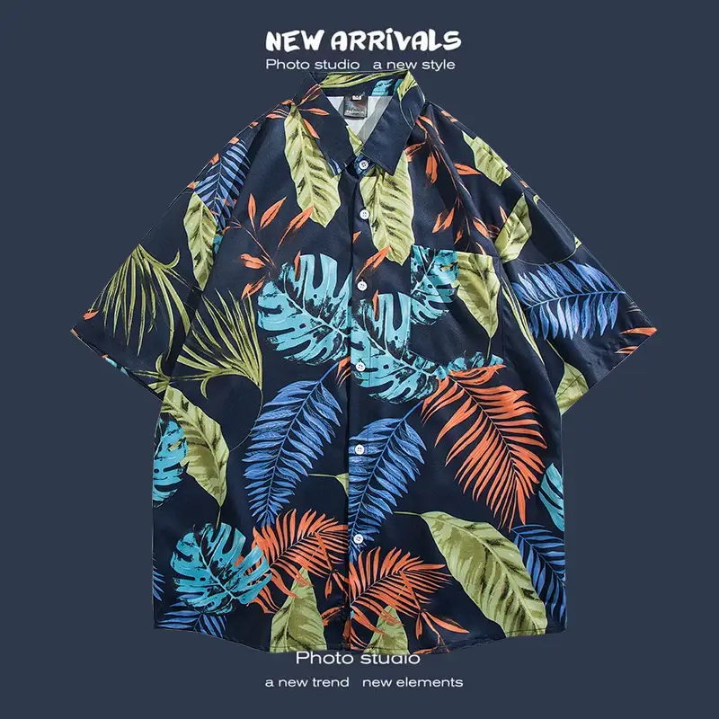 Short Sleeve Floral Shirt Set for Men Women Retro Korean Style — feature 11