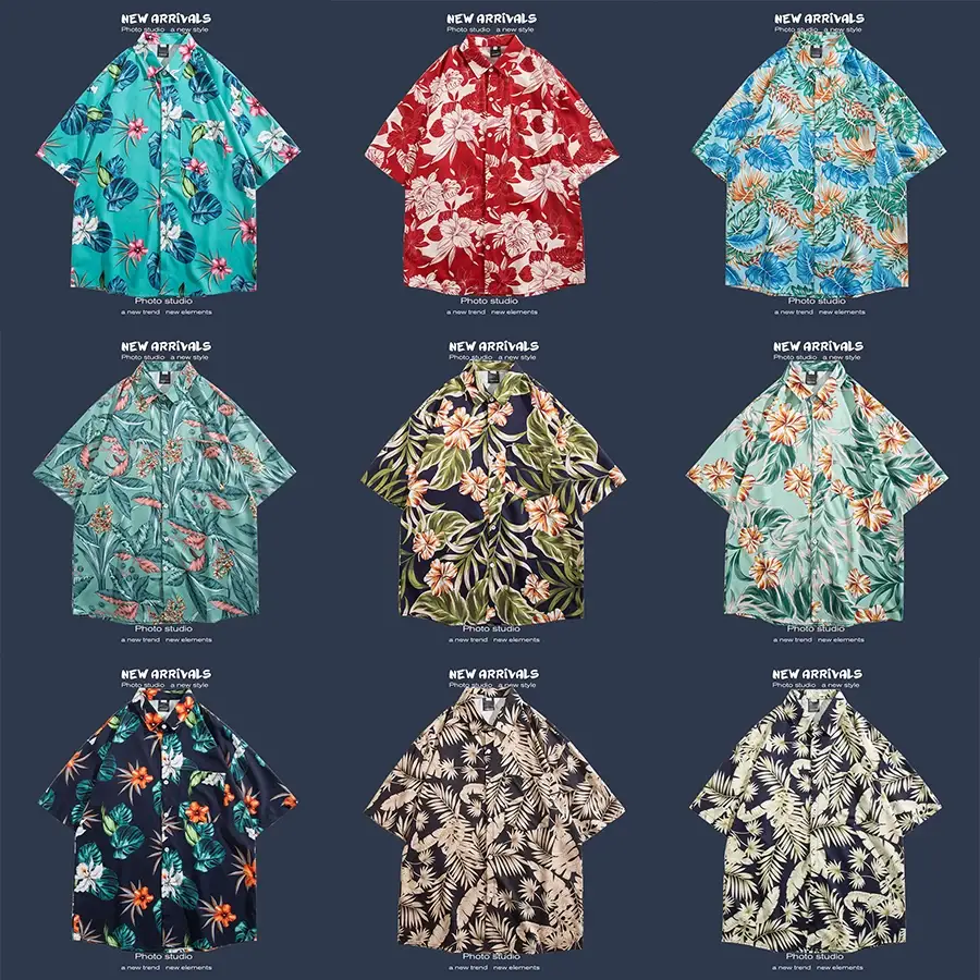 Short Sleeve Floral Shirt Set for Men Women Retro Korean Style — feature 2