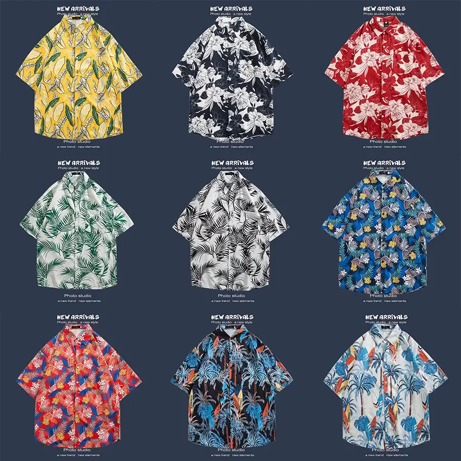 Short Sleeve Floral Shirt Set for Men Women Retro Korean Style — feature 3