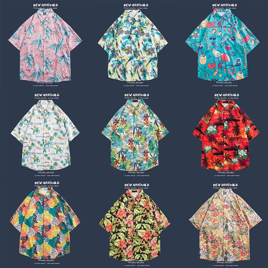 Short Sleeve Floral Shirt Set for Men Women Retro Korean Style — feature 6