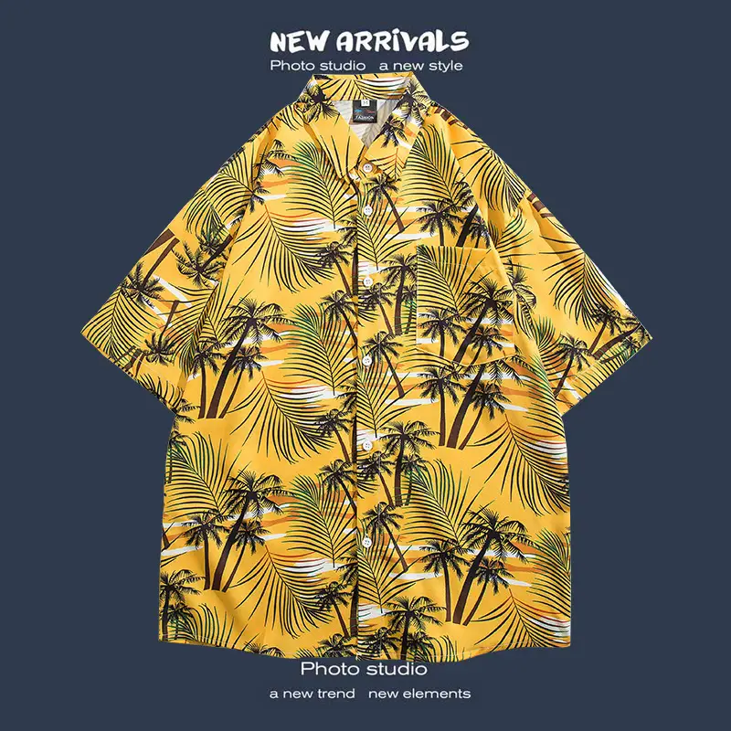 Short Sleeve Floral Shirt Set for Men Women Retro Korean Style - Image 18