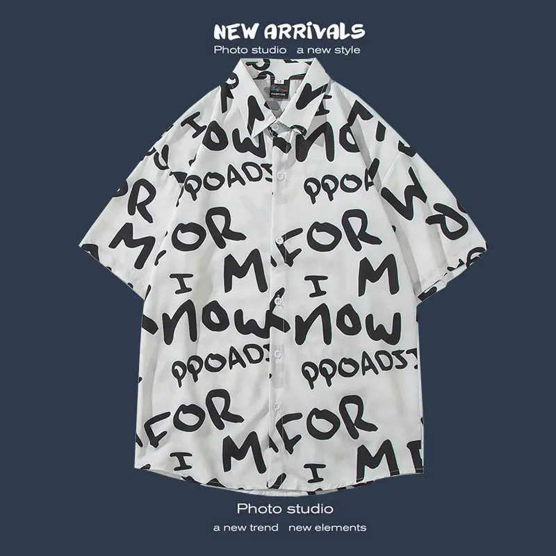 Short Sleeve Floral Shirt Set for Men Women Retro Korean Style - Image 5