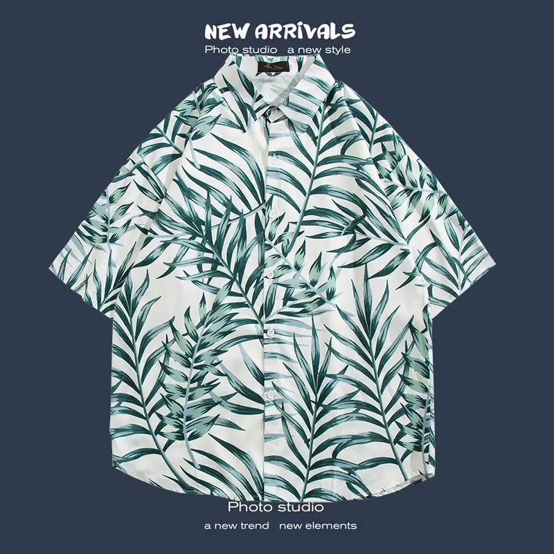 Short Sleeve Floral Shirt Set for Men Women Retro Korean Style - Image 61