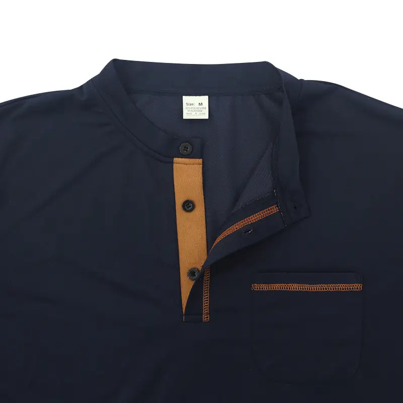 Men's White Long Sleeve Collar Polo Shirt — feature 12