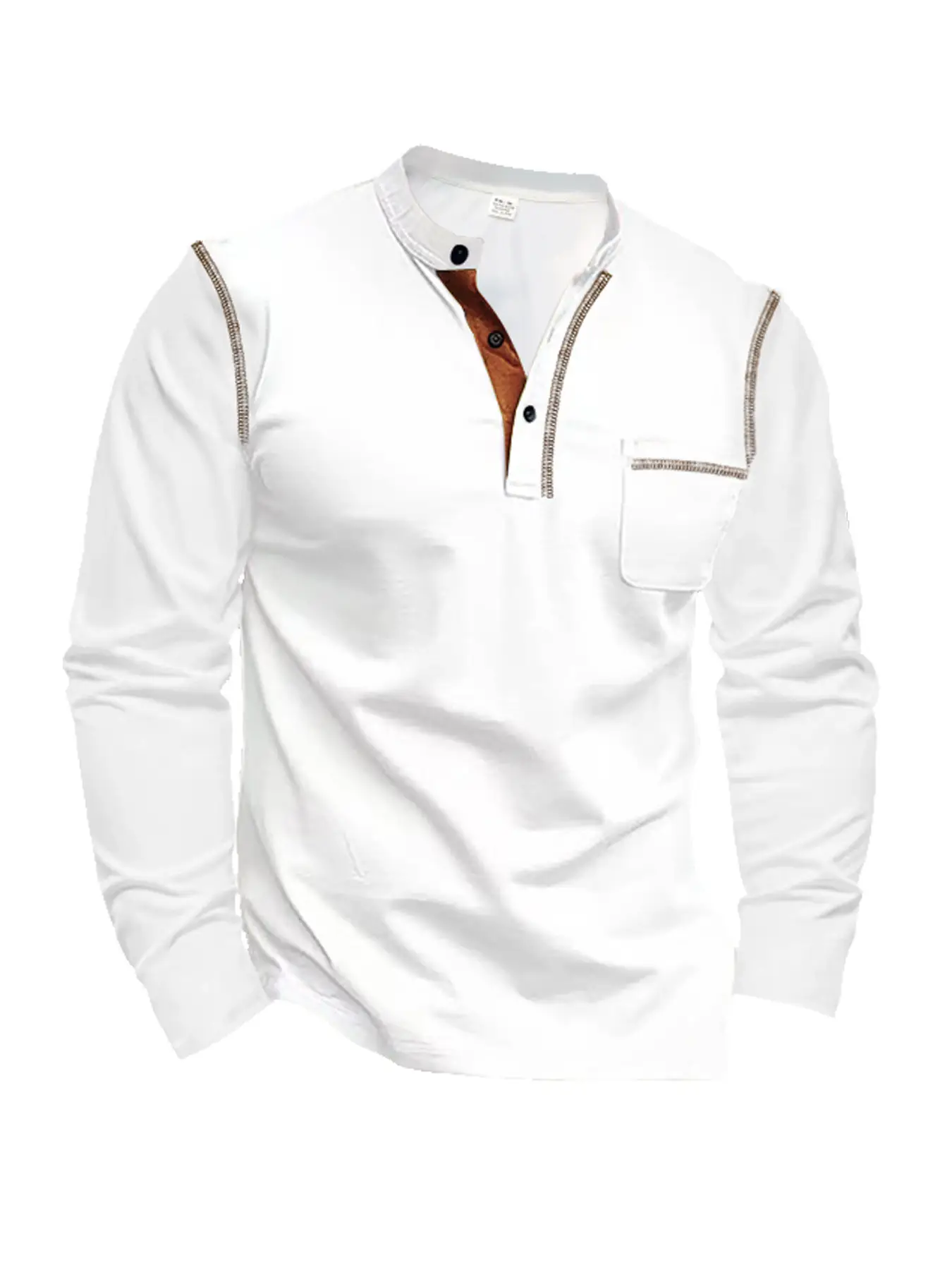 Men's White Long Sleeve Collar Polo Shirt — feature 23