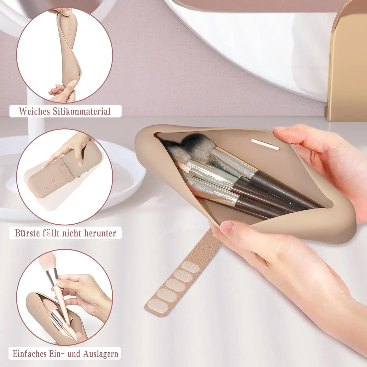 Cross-border Makeup Brush Storage Bag with Powder Puff — feature 3