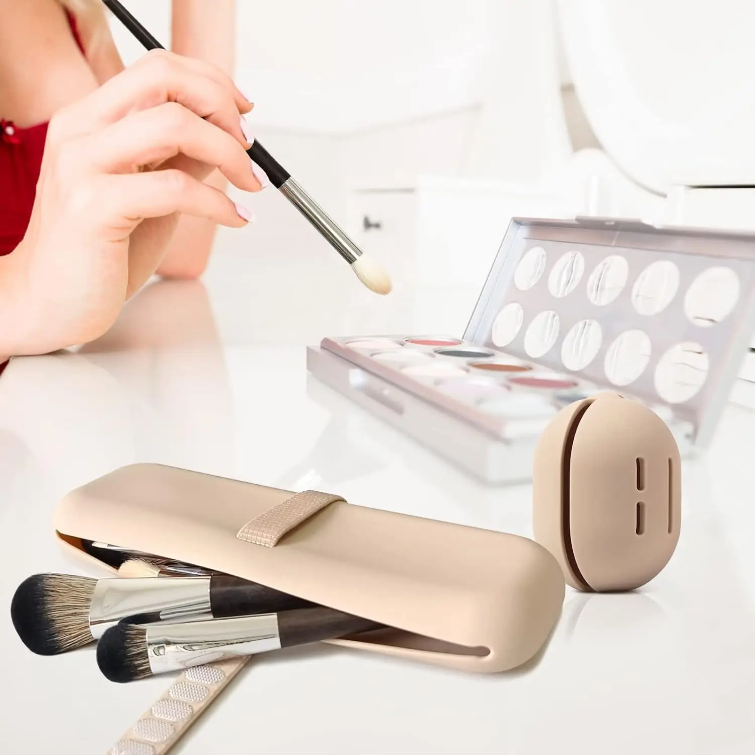 Cross-border Makeup Brush Storage Bag with Powder Puff — feature 4