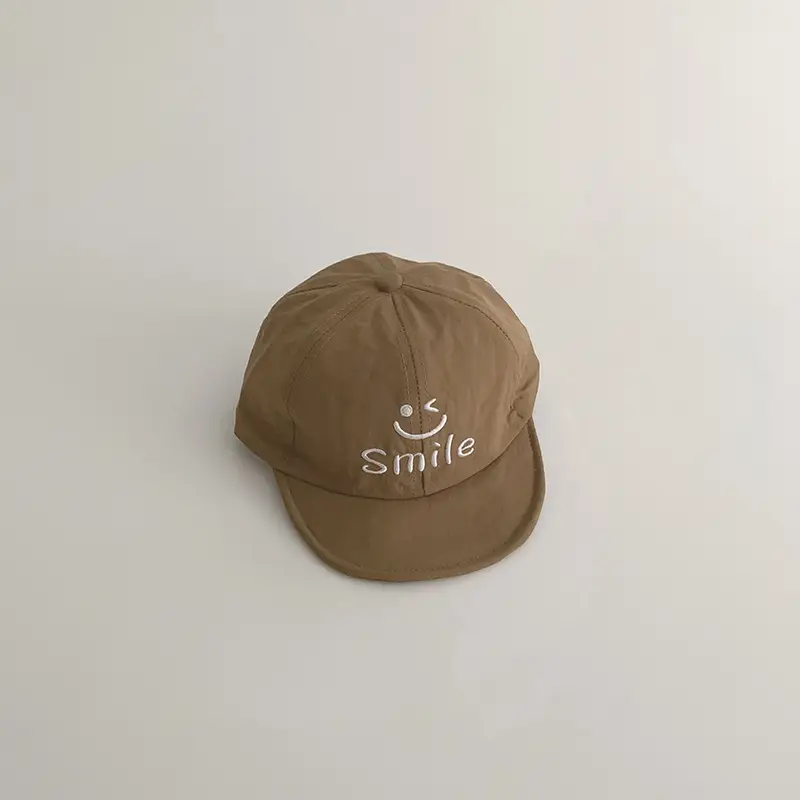 Yipan Beige Smile Embroidered Baseball Cap - Image 3
