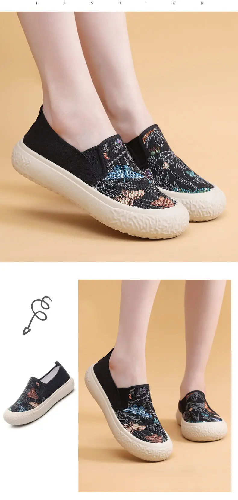 2026 Spring and Autumn New Style Old Beijing Cloth Shoes Fashionable Versatile Mom's Fisherman Shoes Casual Breathable Slip-On Soft Sole Shoes — feature 6