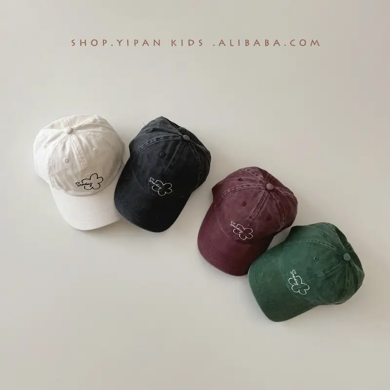 Kids Sun Hat Peaked Cap Green Embroidered - Image 4