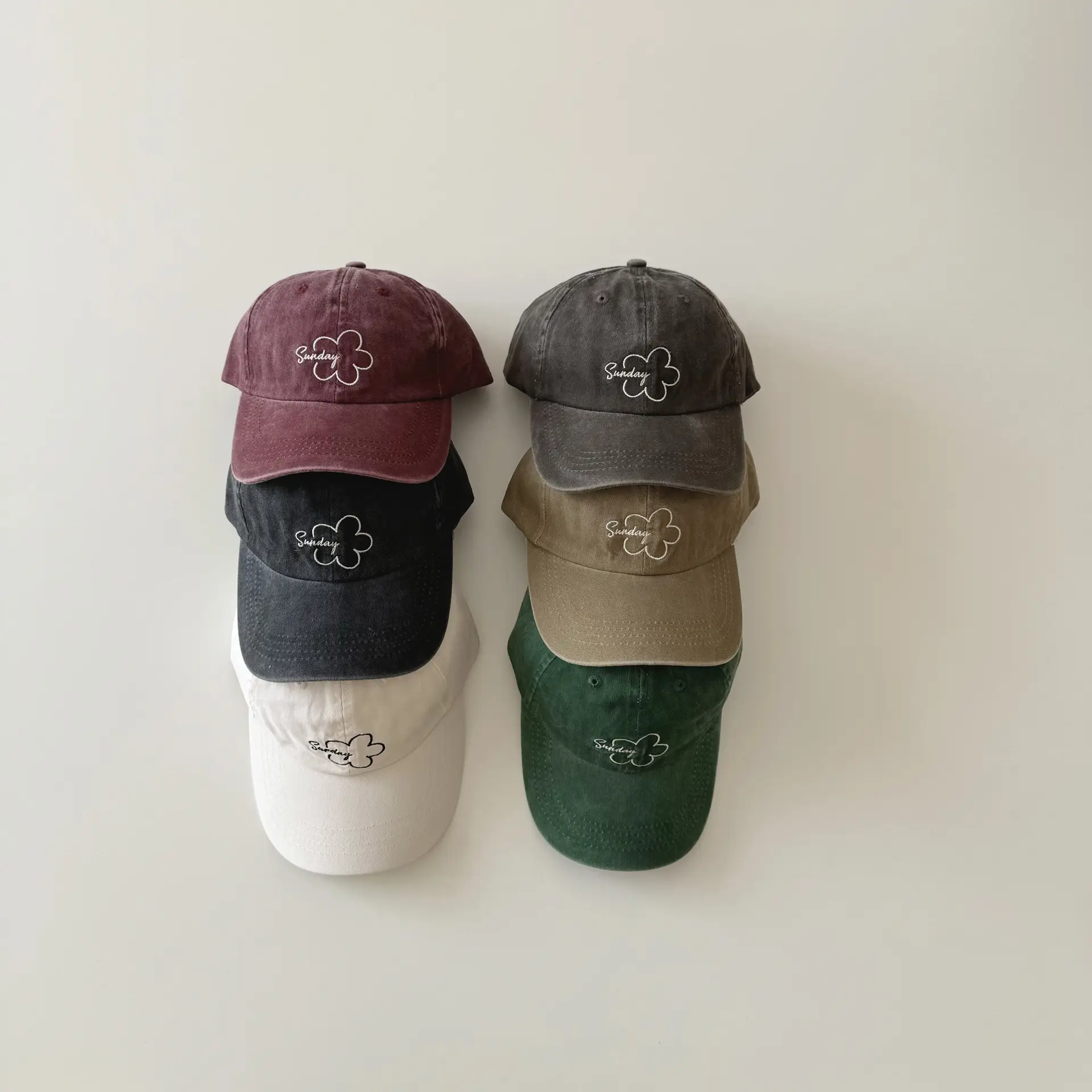 Kids Sun Hat Peaked Cap Green Embroidered - Image 5