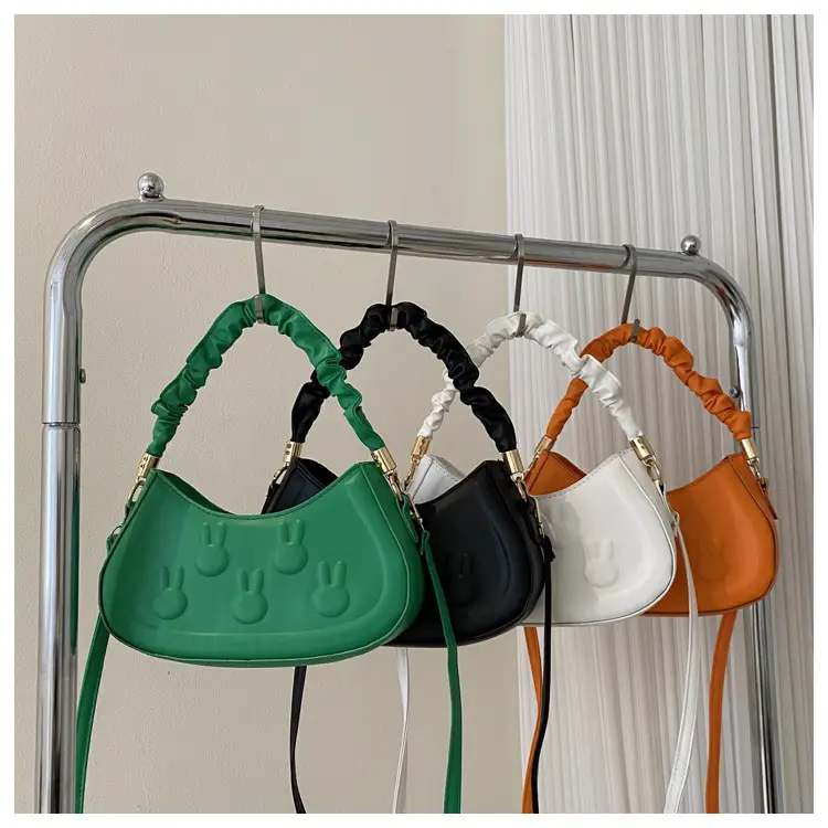 Women's 2024 Spring Semi-Round Shoulder Bag White - Image 4